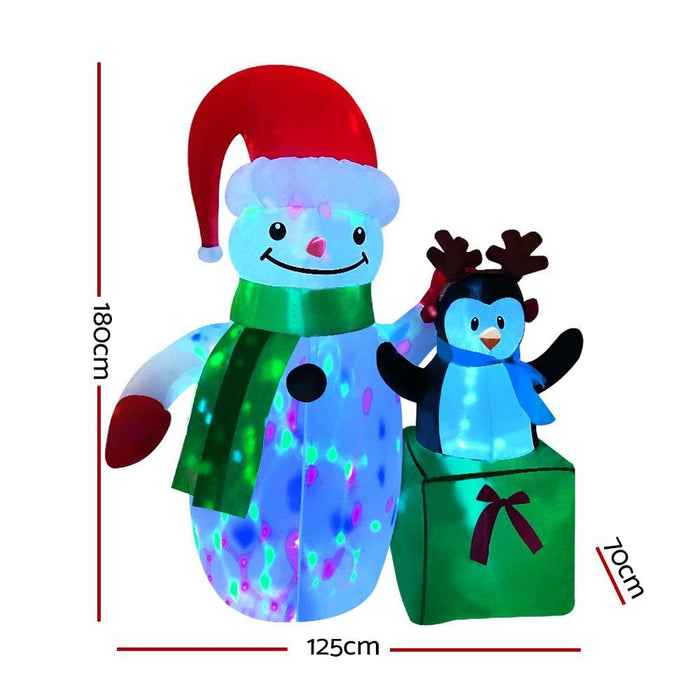 Jingle Jollys Inflatable Christmas 2.4m Snowman Led Lights