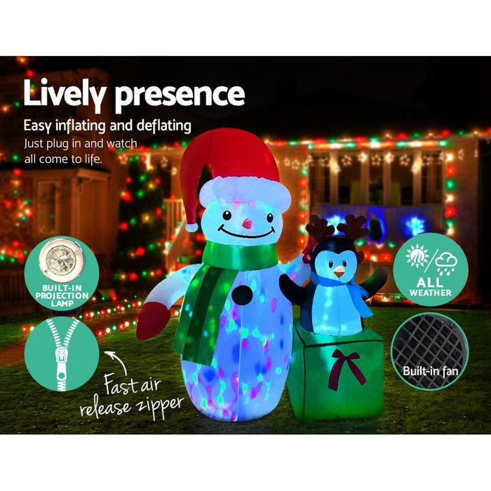 Jingle Jollys Inflatable Christmas 2.4m Snowman Led Lights