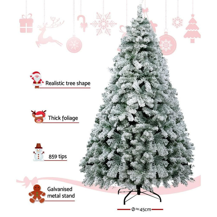 Jingle Jollys Snowy Christmas Tree 2.1m 7ft Xmas Decorations