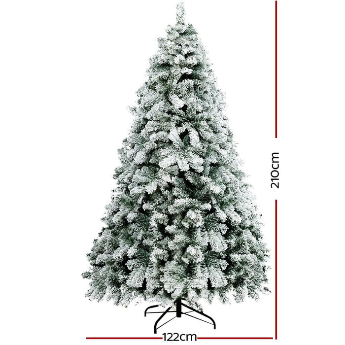 Jingle Jollys Snowy Christmas Tree 2.1m 7ft Xmas Decorations