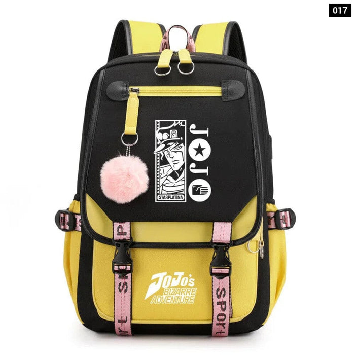 Jojo Bizarre Adventure Backpack Usb Charging School Bag