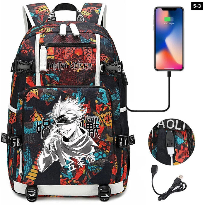 Jujutsu Kaisen Backpack Multifunction Usb Charging Bag