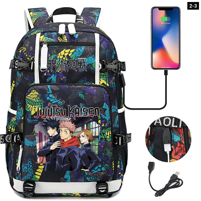 Jujutsu Kaisen Backpack Multifunction Usb Charging Bag