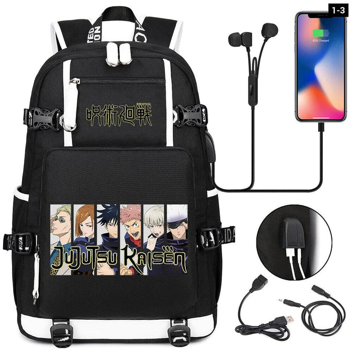 Jujutsu Kaisen Backpack Multifunction Usb Charging Bag