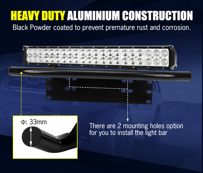 20Inch Led Light Bar Spot Flood Work Driving Light + 23'' Number Plate Frame