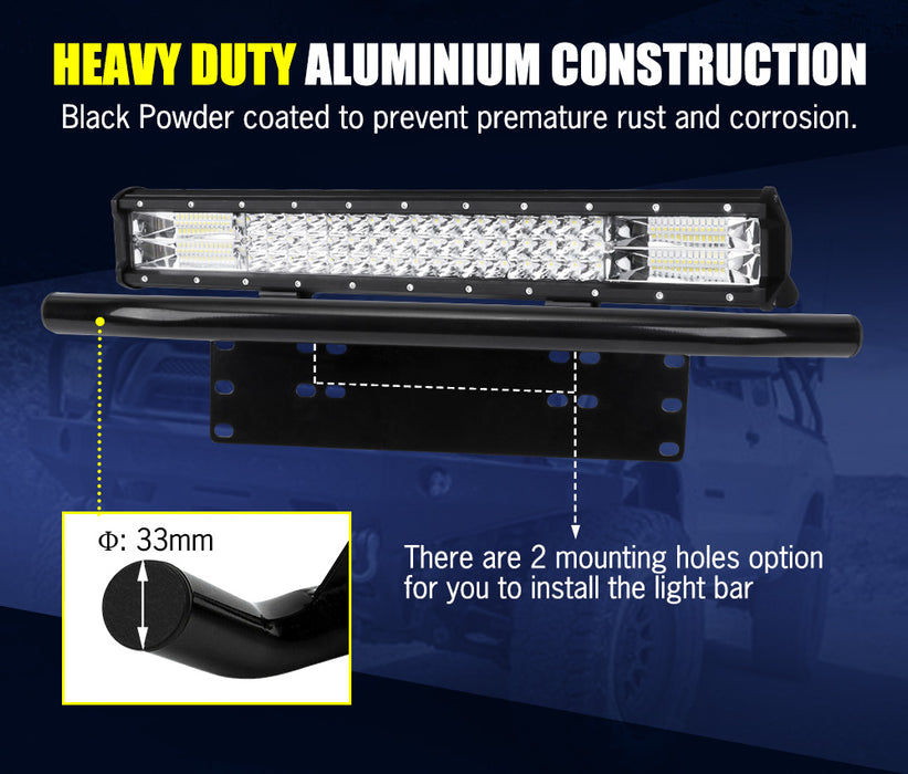 20Inch Triple Row Led Light Bar Combo Beam + 23'' Number Plate Frame + Wiring Kit
