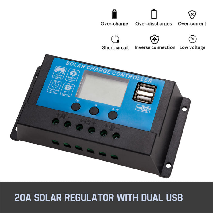 250W Solar Panel Mono Cell With 20A 12V 24V Pwm Regulator Dual Usb