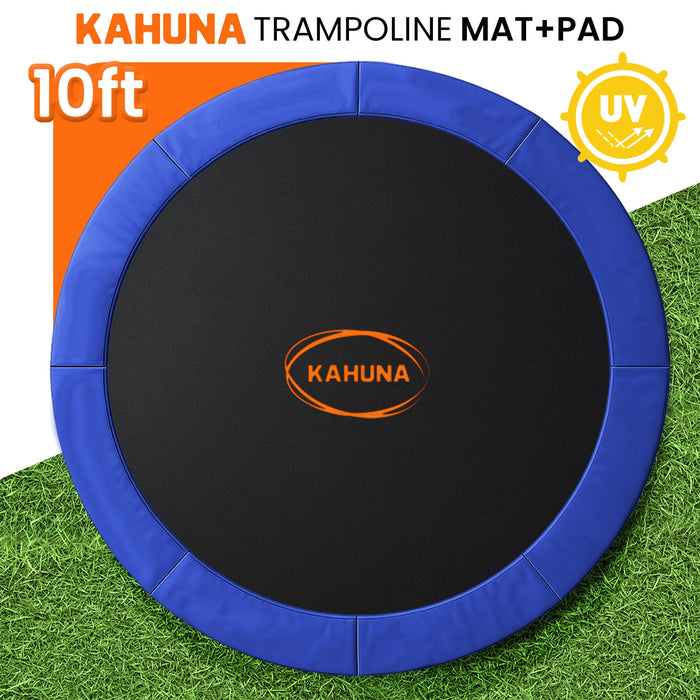 10Ft Replacement Trampoline Safety Pad Cover And Jumping Spring Mat - Blue