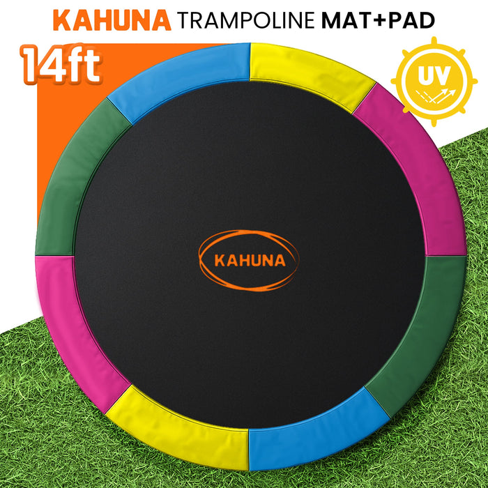 14Ft Replacement Trampoline Safety Pad Cover And Jumping Spring Mat - Rainbow