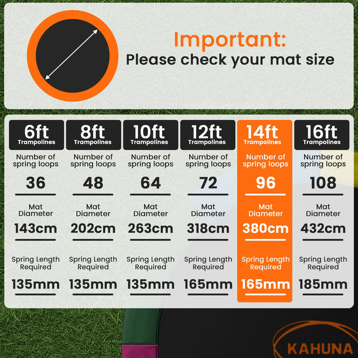 14Ft Replacement Trampoline Safety Pad Cover And Jumping Spring Mat - Orange