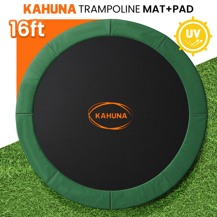 16Ft Replacement Trampoline Safety Pad Cover And Jumping Spring Mat - Green