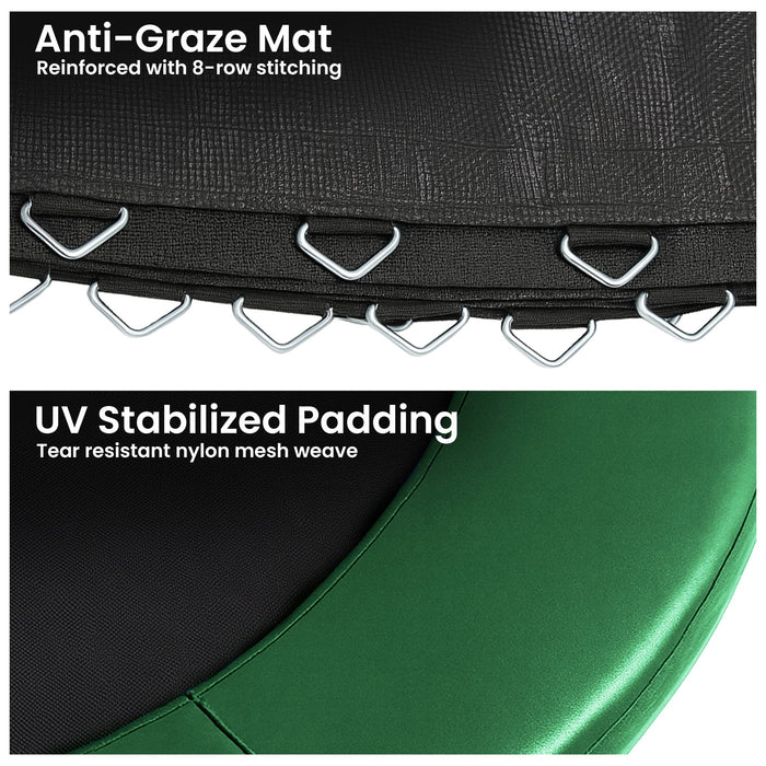 12Ft Replacement Trampoline Safety Pad Cover And Jumping Spring Mat - Green