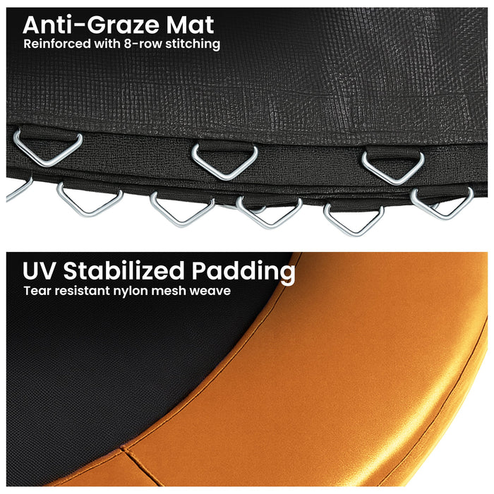 12Ft Replacement Trampoline Safety Pad Cover And Jumping Spring Mat - Orange