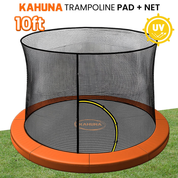 10Ft Trampoline Pad And Net - Orange