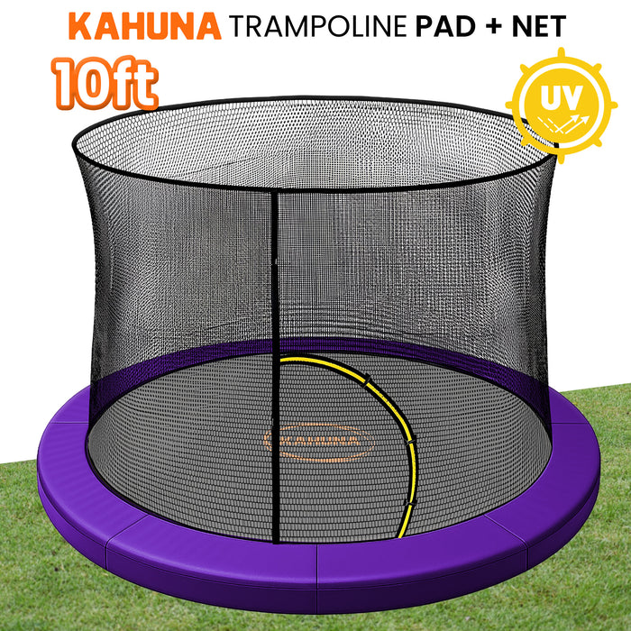 10Ft Trampoline Pad And Net - Purple