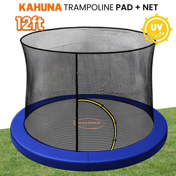 12Ft Trampoline Pad And Net - Blue