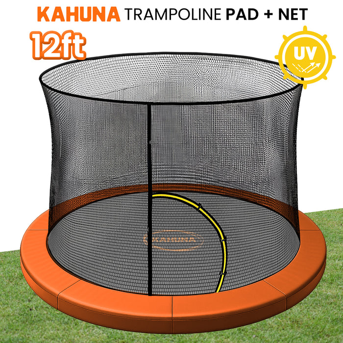12Ft Trampoline Pad And Net - Orange