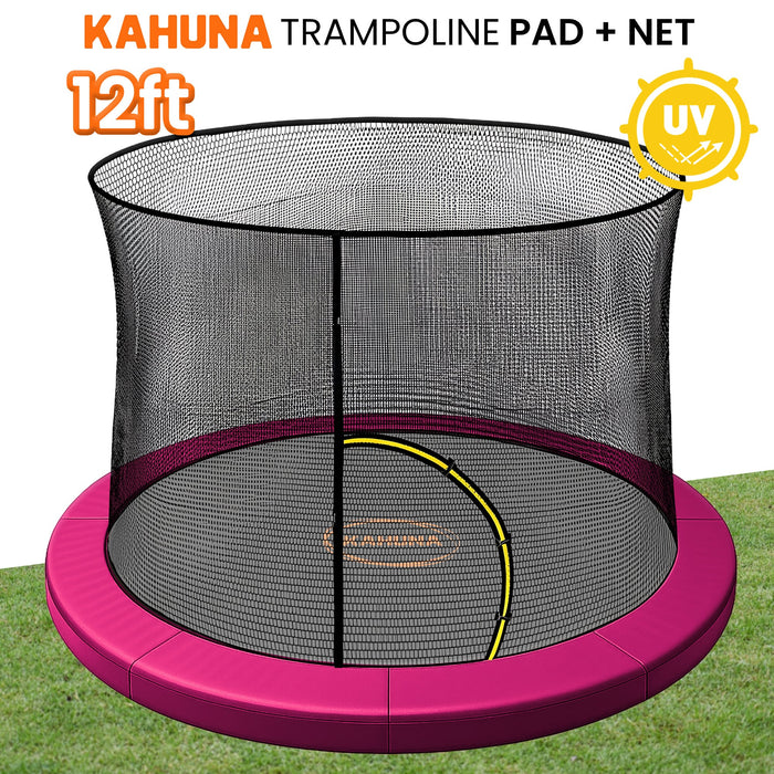 12Ft Trampoline Pad And Net - Pink