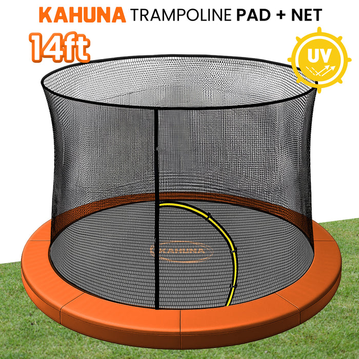 14Ft Trampoline Pad And Net - Orange