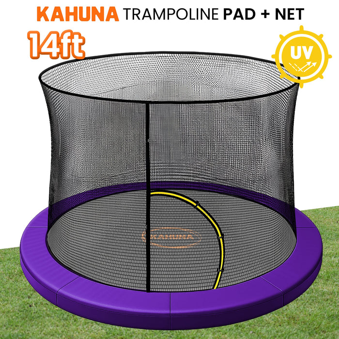 14Ft Trampoline Pad And Net - Purple