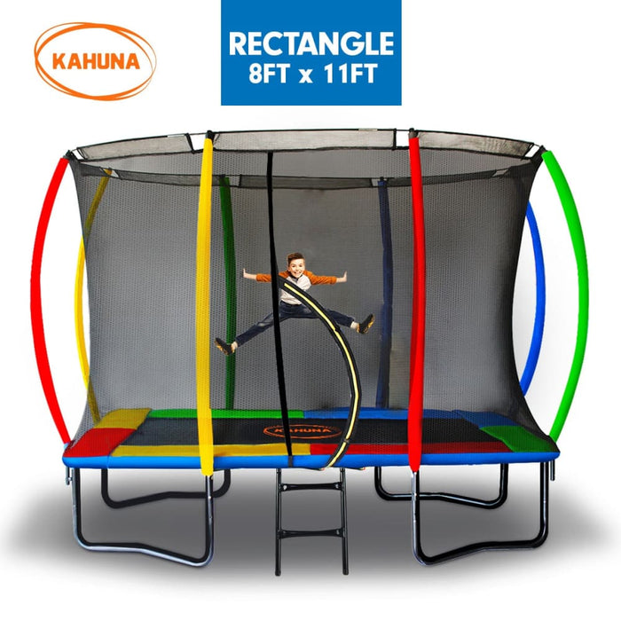 Kahuna Trampoline 8 Ft x 11 Outdoor Rectangular Rainbow
