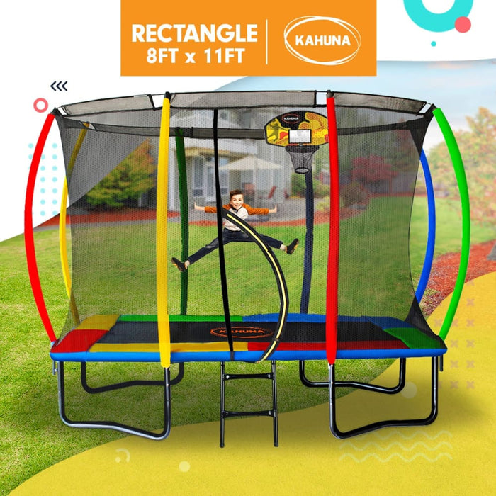 Kahuna Trampoline 8 Ft x 11 Outdoor Rectangular Rainbow