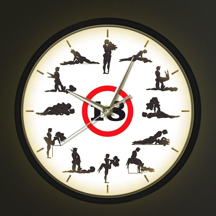 Kama Sutra Modern Design Metal Frame Wall Clock Sexual Poses