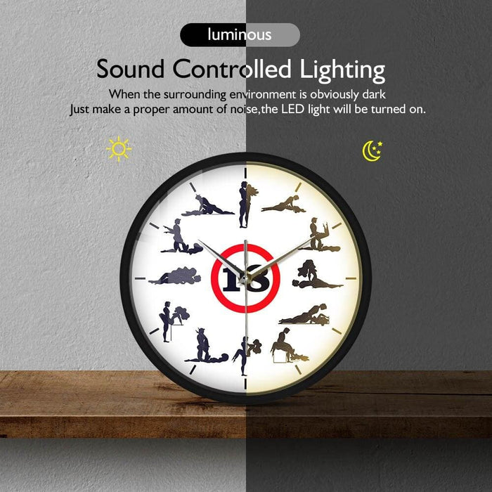 Kama Sutra Modern Design Metal Frame Wall Clock Sexual Poses