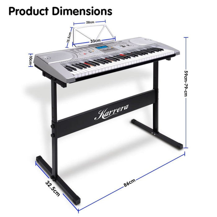Karrera 61 Keys Electronic Led Keyboard Piano With Stand
