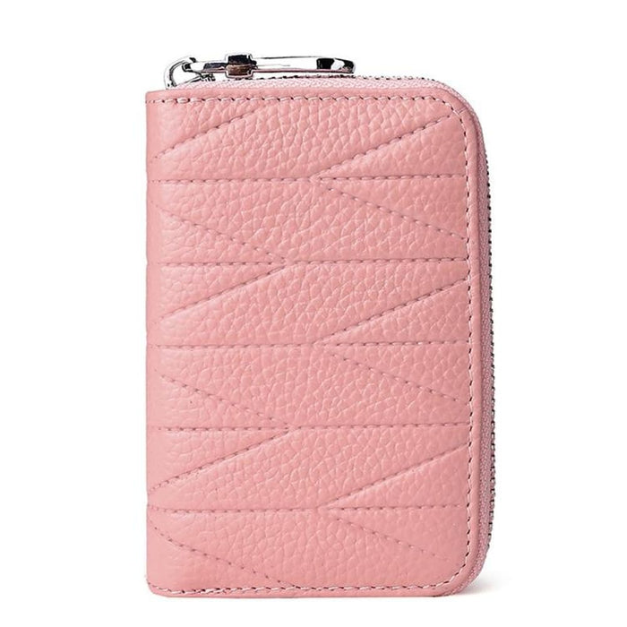 Kb191 Zipper Cowhide Leather Organ Shape Multiple Card