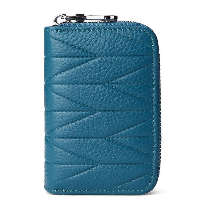 Kb191 Zipper Cowhide Leather Organ Shape Multiple Card