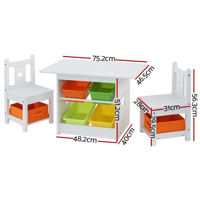 Keezi 3 Pcs Kids Table and Chairs Set Children Furniture