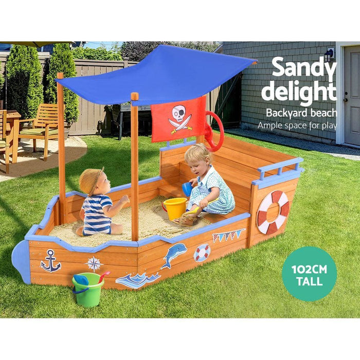 Keezi Boat Sand Pit with Canopy