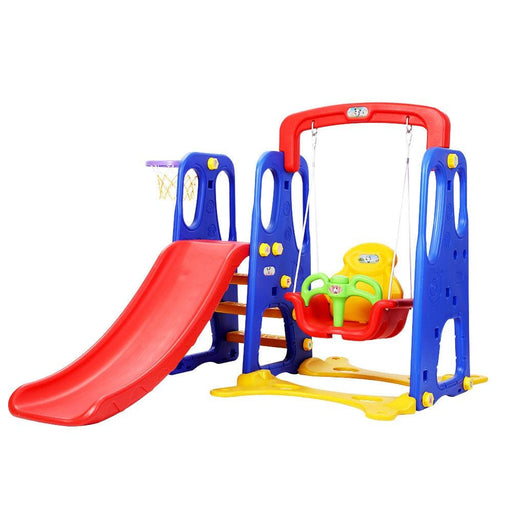 Keezi Kids 3-in-1 Slide Swing with Basketball Hoop Toddler