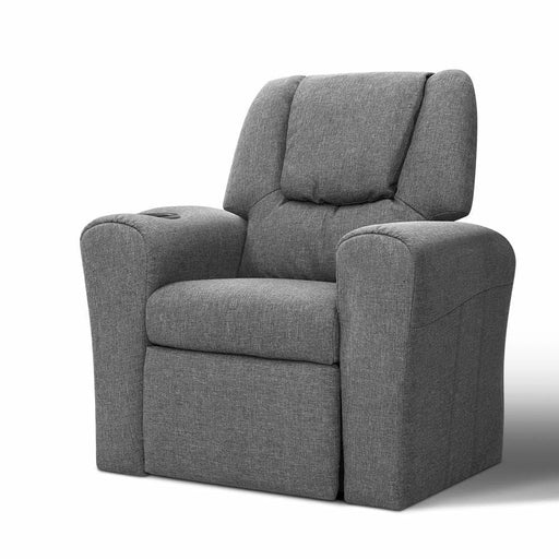 Keezi Kids Recliner Chair Grey Linen Soft Sofa Lounge Couch
