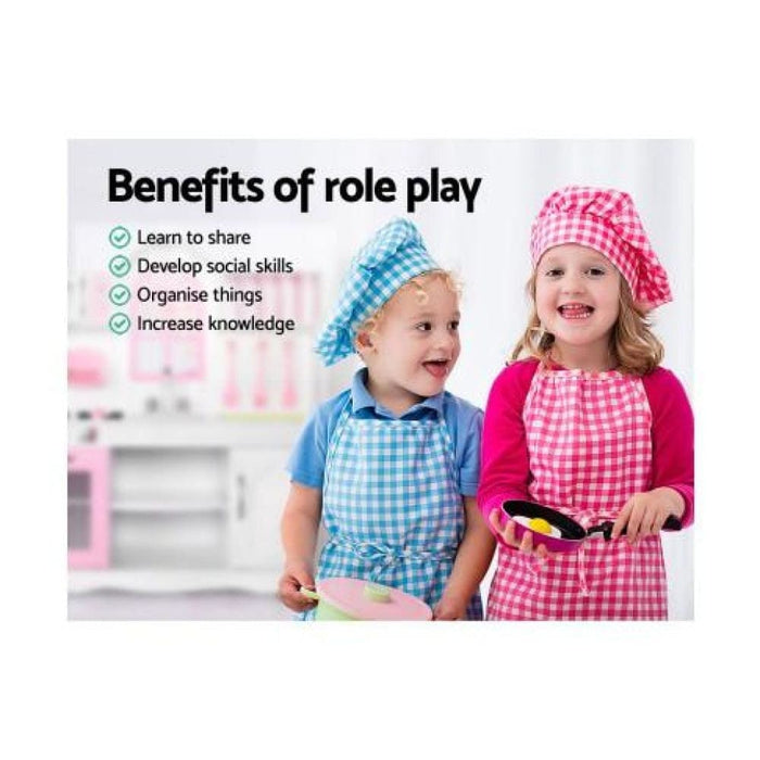 Keezi Kids Wooden Kitchen Play Set - White & Pink