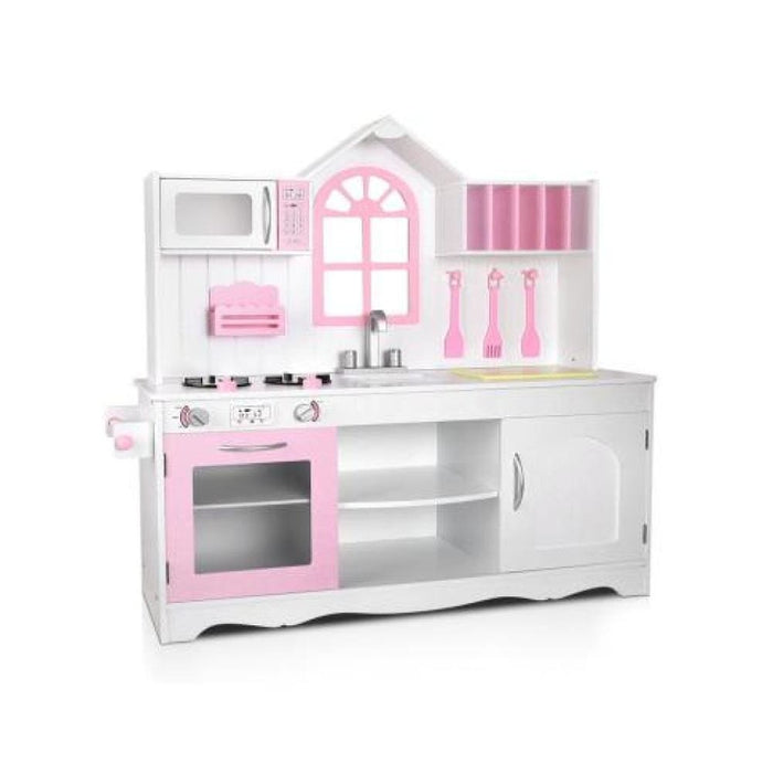 Keezi Kids Wooden Kitchen Play Set - White & Pink