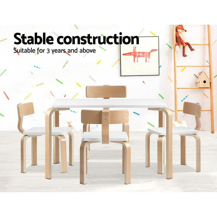 Keezi Nordic Kids Table Chair Set Desk 5pc Activity Dining