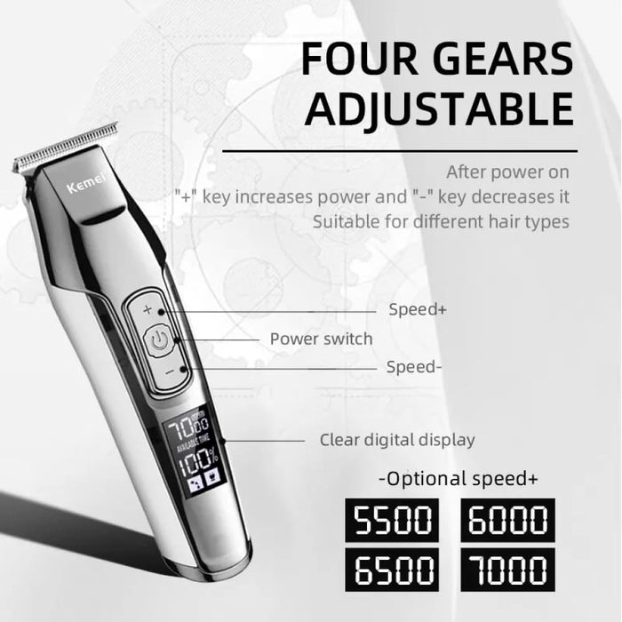 Kemei 5027 Mens Hair Clipper With Adjustable Speed And Led