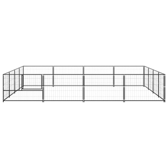 Dog Kennel Black 16 M² Steel Tbnxoat