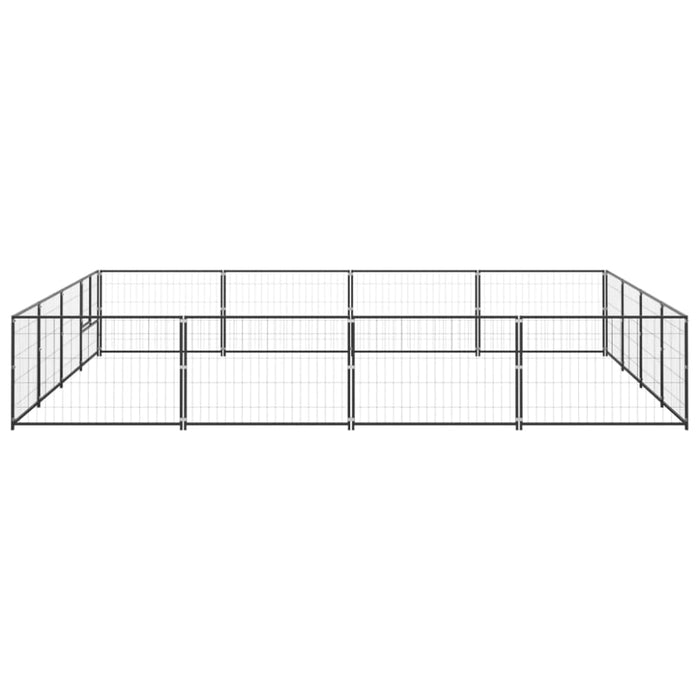 Dog Kennel Black 16 M² Steel Tbnxoat