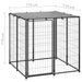 Dog Kennel Black Steel Opbino