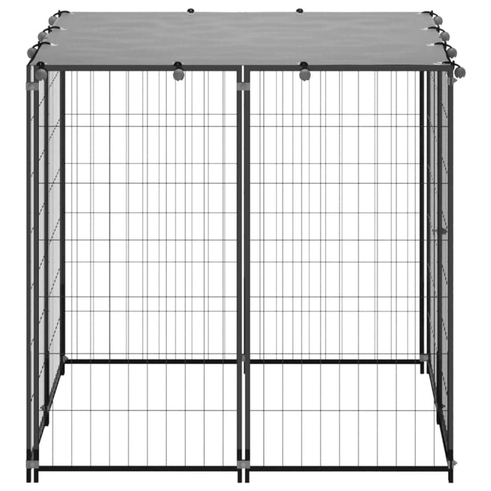 Dog Kennel Black Steel Opbino