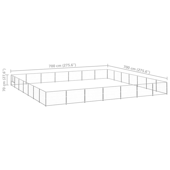 Dog Kennel Silver 49 M² Steel Tbnxont