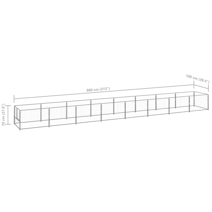 Dog Kennel Silver 8 M² Steel Tbnxobl