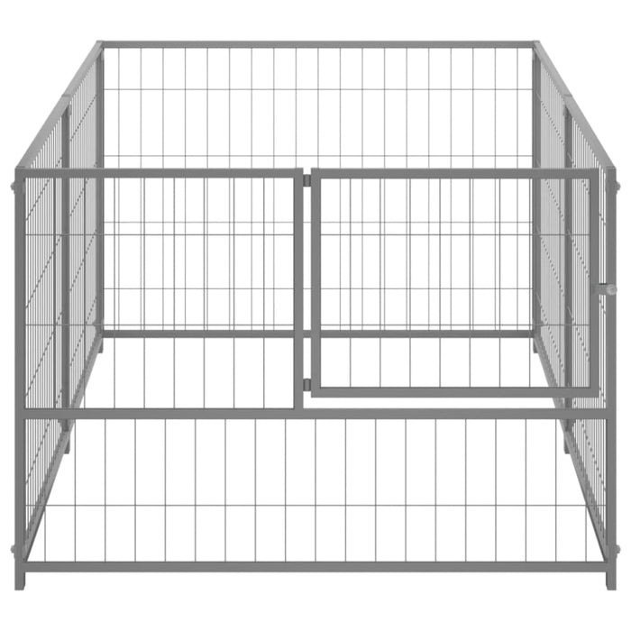 Dog Kennel Silver Steel Opbikt