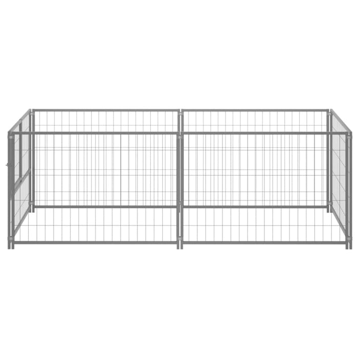 Dog Kennel Silver Steel Opbikt
