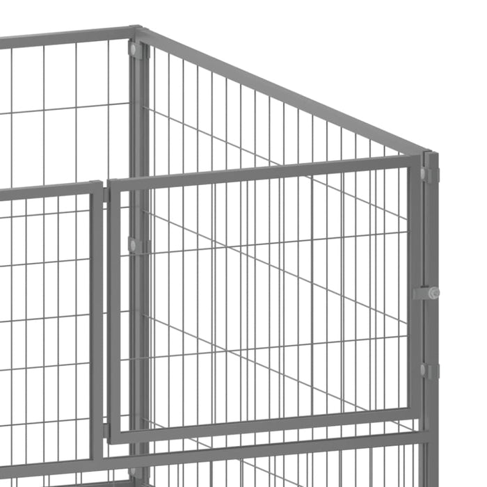 Dog Kennel Silver Steel Opbikt