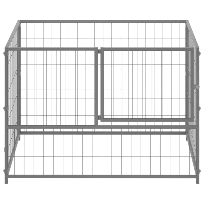 Dog Kennel Silver Steel Opbikx