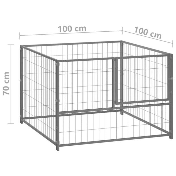 Dog Kennel Silver Steel Opbikx